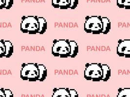 nahtloses muster der pandazeichentrickfigur auf rosa hintergrund. pixelart vektor