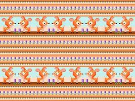 rådjur seriefigur seamless mönster på orange bakgrund. pixel stil vektor