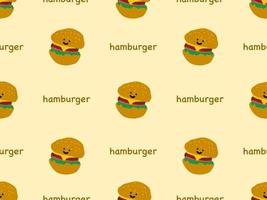 hamburgare seriefigur seamless mönster på gul bakgrund. vektor