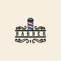 barbershop med vintage linje stil logotyp vektor ikon symbol illustration designmall