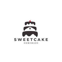 Süßer Kuchen, Schokolade, Kirsche, hausgemachtes Logo, Vektorsymbol, Symbol, Illustration, Design vektor