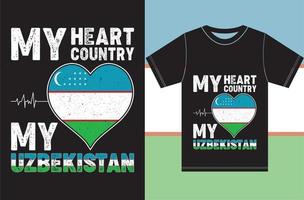 Mein Herz, mein Land, mein Usbekistan. Usbekistan-Flaggen-T-Shirt-Design vektor