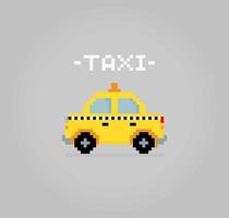 8-Bit-Pixel-Taxi. Auto-Pixel in Vektorillustration für Spiel-Assets und Kreuzstichmuster.