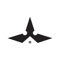 shuriken ninja med hem logotyp design, vektor grafisk symbol ikon illustration kreativ idé