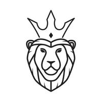 ansikte lejon linje med krona modern logotyp design, vektor grafisk symbol ikon illustration kreativ idé