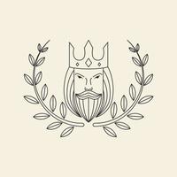 Gesicht alter Mann König mit Blatt-Logo-Design, Vektorgrafik Symbol Symbol Illustration kreative Idee vektor