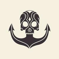 Piratenanker mit Totenkopf-Logo-Design, Vektorgrafik-Symbol-Icon-Illustration kreative Idee vektor