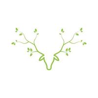 grünes Blatt mit Hirschkopf-Logo-Design, Vektorgrafik-Symbol-Icon-Illustration kreative Idee vektor