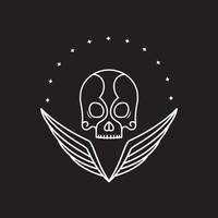 Totenkopf mit Flügeln Linie Logo-Design, Vektorgrafik Symbol Symbol Illustration kreative Idee