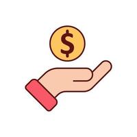 Hand Geld Premium-Symbol Zeichen Symbol Vektor