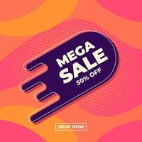 Mega Sale gelb, lila und rosa abstrakte Verkaufsbanner Promotion jetzt kaufen vektor