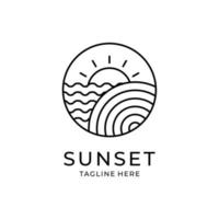 Sonnenuntergang Welle Logo Vektor Symbol Illustration Designvorlage schwarz und weiß