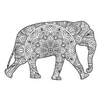 mandala elefant målarbok vektor