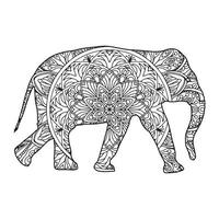 mandala elefant målarbok vektor