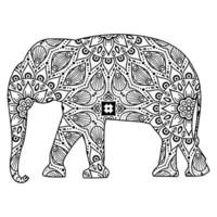 mandala elefant målarbok vektor