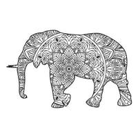 mandala elefant målarbok vektor