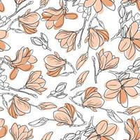 sömlösa mönster med magnolia blommor vektor