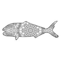 mandala fisk målarbok vektor