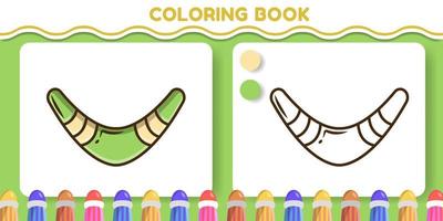 bunter und schwarz-weißer Bumerang handgezeichnetes Cartoon-Doodle-Malbuch für Kinder vektor