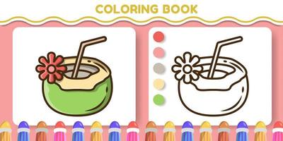 kokos handritad tecknad doodle målarbok för barn vektor
