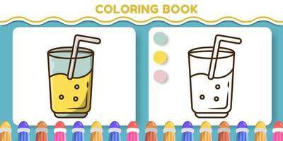 söt juice handritad tecknad doodle målarbok för barn vektor