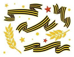 siegestag 9. mai symbole der feiertage lorbeerzweige sterne st. George-Band-Vektor-Illustration