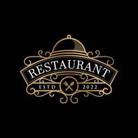 vintage gold restaurant logo und abzeichenvorlage vektor