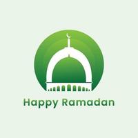 Fröhlicher Ramadan mit Moschee in natürlicher grüner Farbe vektor