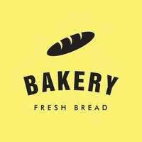 Dies ist ein Logotyp für Bäckereien, der einen einzelnen Laib oder Brot in schwarzer Farbe darstellt. es sieht frisch aus dem ofen aus, gezeichnet auf gelbem hintergrund.