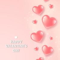 Pink Glossy Hearts-affisch vektor