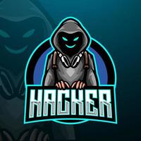 hacker esport logotyp maskot design vektor