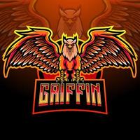 Griffin bird esport logotyp maskot design. vektor