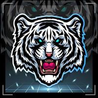 vit tigerhuvudmaskot. esport-logotypdesign vektor