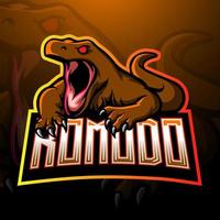 komodo dragon esport logo maskottchen design vektor