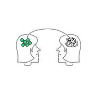 illustration av psykologisk terapi koncept för mental hälsa mellan två personer. vektor