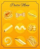Verschiedene Pasta Noodle auf der Speisekarte