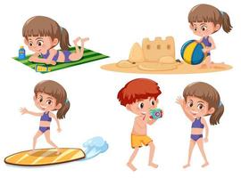 Uppsättning av barn strandaktivitet vektor
