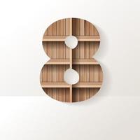 Vektor-Holz-Regal-Schrift-Design-Alphabet-Buchstabe
