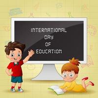 internationella utbildningsdag med glada barn vektor