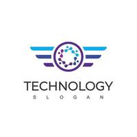 Technologie-Logo-Design-Vorlage mit Molekülsymbol vektor