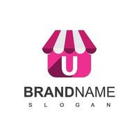 Online-Shop-Logo-Design-Vorlage mit u-Initiale vektor