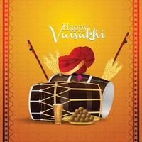 glückliches baisakhi-design mit vektorillustration vektor