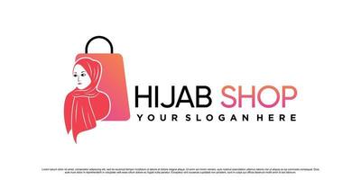 Hijab-Shop oder Hijab-Store-Logo-Design mit kreativem, modernem Konzept-Premium-Vektor vektor