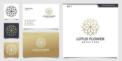 blomma skönhet spa logotyp design linjär stil och visitkort. logotyp design och visitkort premium vektor