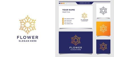 Blumen-Logo-Vorlage mit Linienkunststil und Visitenkarte. Logodesign für Beauty, Kosmetik und Spa. Premium-Vektor für Visitenkartendesign vektor