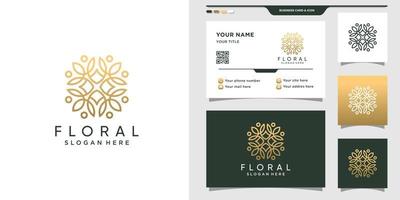 florales Logo-Design mit Linienkunststil und Premium-Vektor für Visitenkartendesign vektor