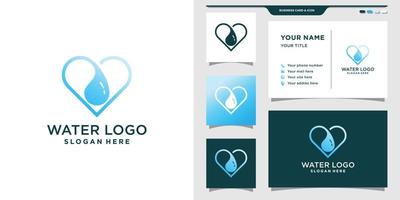 minimalistisches wasserlogodesign mit liebesstil. elegante Logo-Vorlage und Visitenkarten-Design. Premium-Vektor vektor
