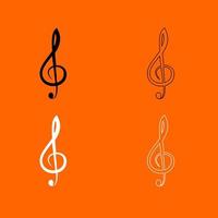 Violinschlüssel Symbol weiß schwarz Farbe Vektor Illustration Bild flachen Stil