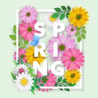 Frühlingsbuchstabe mit schönen Blumen und Blättern vektor