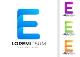 buchstabe e-logo-design-vorlage. kreative, moderne, trendige e-typografie und farbenfroher verlauf. vektor
